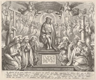 Muž bolesti se třemi Mariemi a evangelisty,.n.d. od Adriaen Collaert