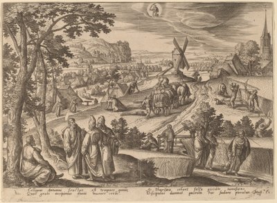 Trhání klasů v den sabatu od Adriaen Collaert after Hans Bol