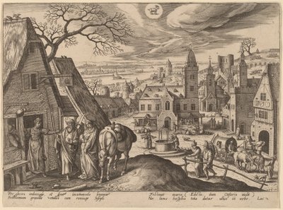 Panna a Josef v hostinci od Adriaen Collaert after Hans Bol
