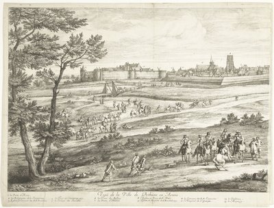Pohled na Bethune (levý list) Veuë de la Ville de Bethune en Artois (název na objektu) od Adriaen Frans Boudewyns
