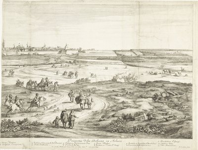 Pohled na Bethune (pravý list) Veuë de la Ville de Bethune en Artois (název na objektu) od Adriaen Frans Boudewyns