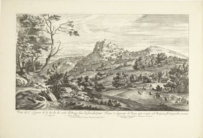 Gezicht o Saint Laurent de la Roche Pohled na St. Laurent de la Roche z costé du Bourg v Franche Comté (název na objektu) od Adriaen Frans Boudewyns
