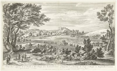 Gezicht o Saint Laurent de la Roche Pohled na St. Laurent de la Roche a Bourg ve Franche-Comté (název na objektu) od Adriaen Frans Boudewyns