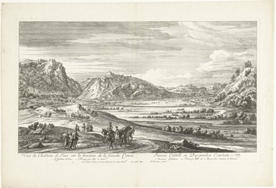 Pohled na hrad Joux Veuë du Chasteau de Joux sur la frontiere de la franche Comté (název na objektu) od Adriaen Frans Boudewyns