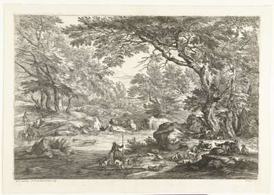 Krajina s odpočívajícími lovci Krajiny s lovci (název série) od Adriaen Frans Boudewyns