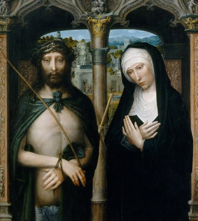 Kristus korunovaný trny Ecce Homo a Truchlící Panna, ca. 1530-40. od Adriaen Isenbrandt