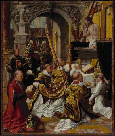 Mše sv. Řehoře Velikého (540–604) od Adriaen Isenbrandt or Isenbrant