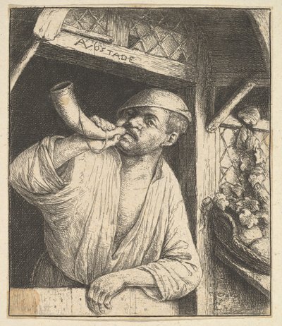 Baker Blowing Horn, 1610-85. od Adriaen Jansz. van Ostade