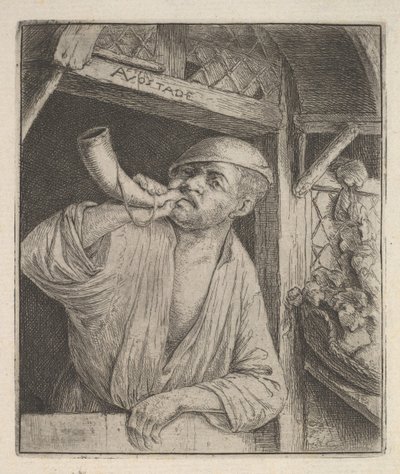 Baker Blowing Horn, 1610-85. od Adriaen Jansz. van Ostade