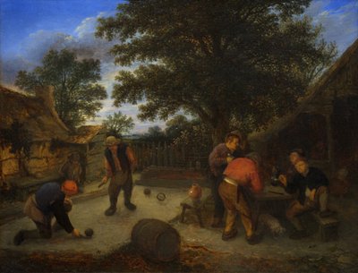 Hráči míče v hostinské zahradě, asi 1660 (olej na desce) od Adriaen Jansz. van Ostade