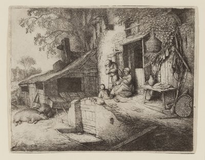 U dveří chalupy - Spinner od Adriaen Jansz. van Ostade