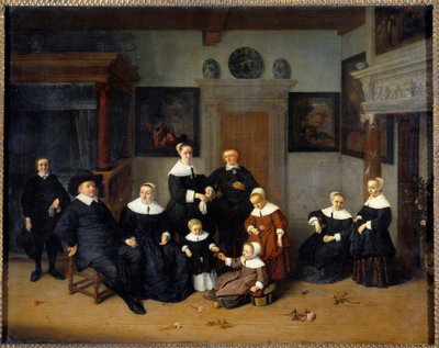 Rodinný portrét od Adriena Van Ostade (1610-1685) (ek.holl.) 1654 Ne. 0,7x0,88 m - Rodinný portrét. Obraz Adriena Van Ostade (1610-1685) (holandská škola) 1654. 0,7 x 0, 88m. Muzeum Louvre, Paříž od Adriaen Jansz. van Ostade