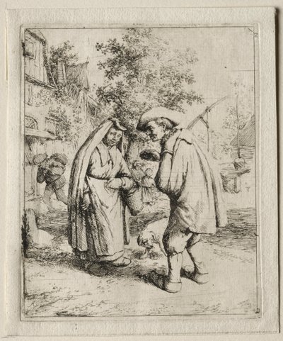 Rolník mluví se ženou. od Adriaen Jansz. van Ostade