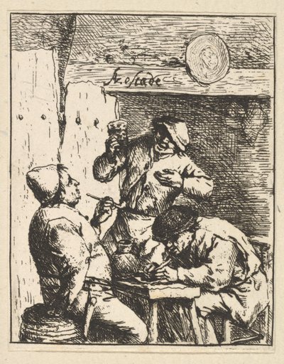 Zpěvák stojící mezi dvěma kuřáky, 1610-85. od Adriaen Jansz. van Ostade