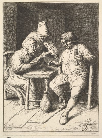 Pěvecký pár a housle, 1610-85. od Adriaen Jansz. van Ostade