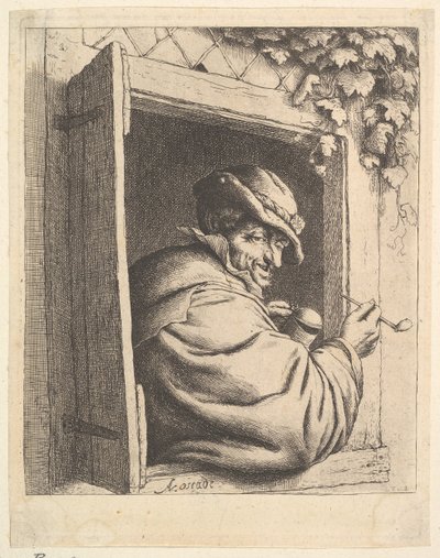 Kuřák u okna, 1610-85. od Adriaen Jansz. van Ostade