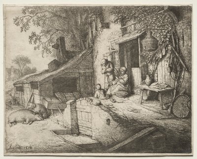 Žena Spinning. od Adriaen Jansz. van Ostade