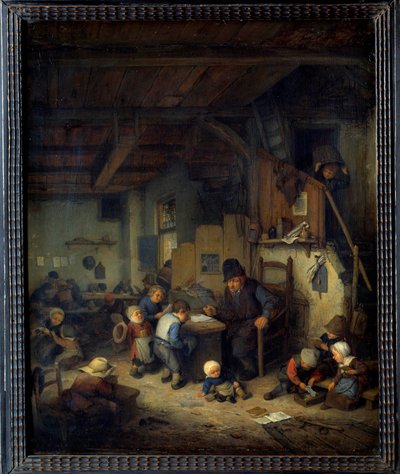 Mistr školy Scene class, starý učitel s malými studenty z oblíbeného prostředí. Obraz Adriena van Ostade (1610-1685) 1662 Ne. 0,4x0,32 m od Adriaen Jansz. van Ostade