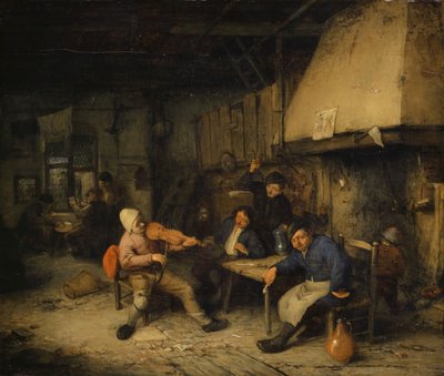 Houslista a pijící farmáři v krčmě, 1663 od Adriaen Jansz. van Ostade