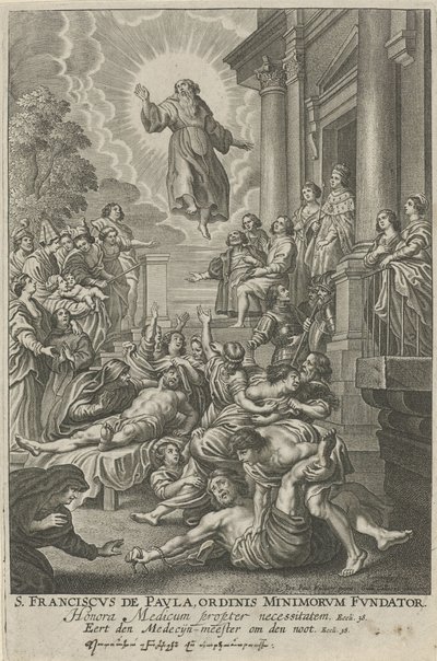 H. Franciscus van Paola geneest de zieken Sv. František de Paula, zakladatel řádu minoritů (titul na předmětu) od Adriaen Lommelin