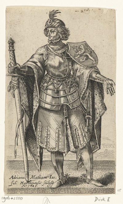 Portrét Dirka I., hraběte z Holandska - Hrabě a hraběnka z Holandska (název série) od Adriaen Matham
