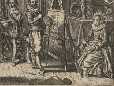 Malíř a modelka ve studiu Houwelyck (název série) od Adriaen Pietersz van de Venne