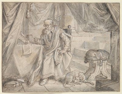 Studie pro „Muž s brýlemi mluví“ od Adriaen Pietersz van de Venne