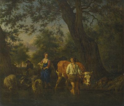 Rolníci s dobytkem brodící potok, asi 1662 od Adriaen Velde van de