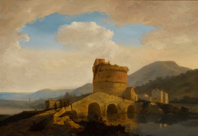 Krajina u Říma s hrobem Plautiů u řeky Aniene od Adriaen van Eemont