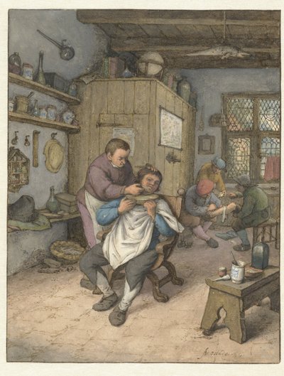 Holičství Barbierswinkel od Adriaen van Ostade