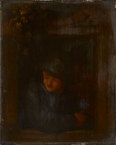 Sedlák opírající se o okenní římsu od Adriaen van Ostade