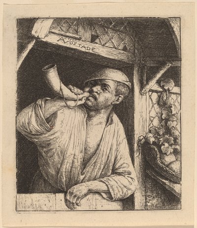Baker troubí na roh od Adriaen van Ostade