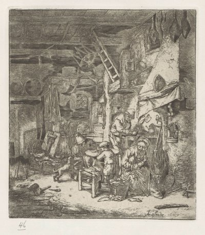 Farmářská rodina v interiéru od Adriaen van Ostade