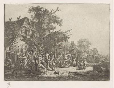 Tančící sedláci před hostincem od Adriaen van Ostade