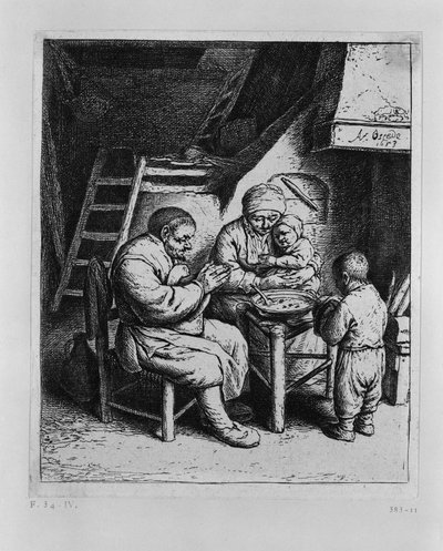 Modlitba před jídlem od Adriaen van Ostade