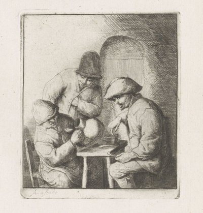 Tři muži s prázdným džbánem od Adriaen van Ostade
