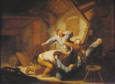 Nizozemština: Sedláci bojující v hostinci od Adriaen van Ostade