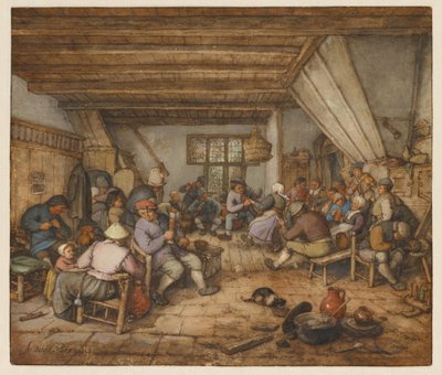 Zábavující se rolníci v hospodě od Adriaen van Ostade
