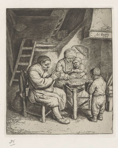 Rodina u stolu k jídlu od Adriaen van Ostade