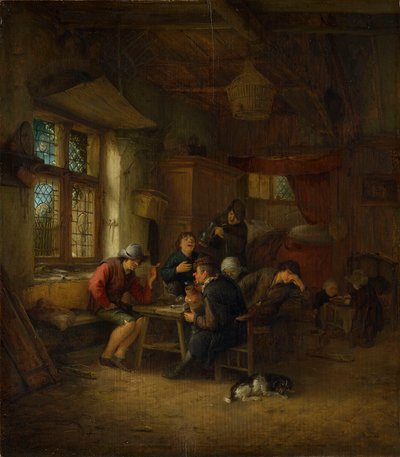 Interiér krčmy s pěti sedláky a ženou od Adriaen van Ostade