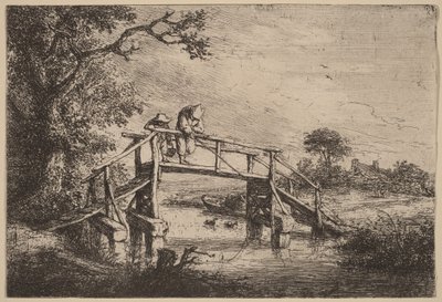 Krajina s mostem a dvěma rybáři od Adriaen van Ostade