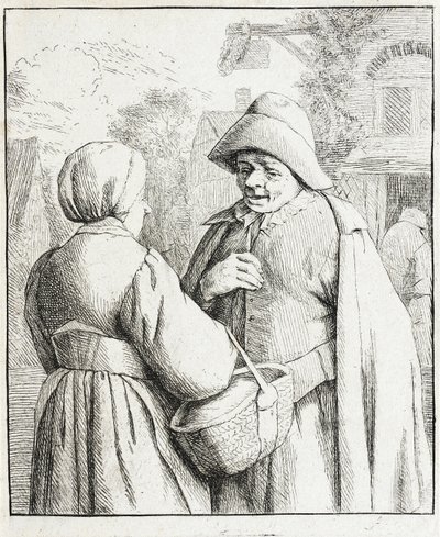 Muž a žena v rozhovoru od Adriaen van Ostade