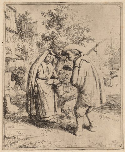 Muž a žena mluví od Adriaen van Ostade