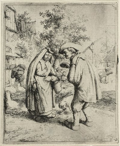 Muž a žena mluví od Adriaen van Ostade