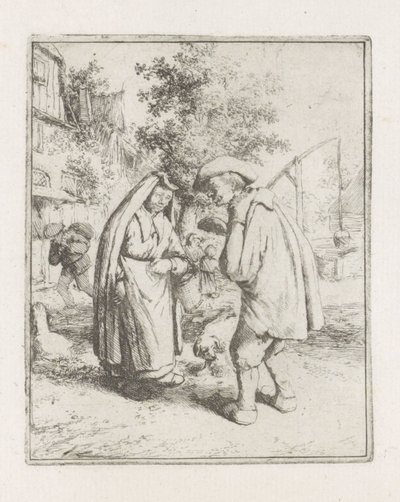 Muž a žena v rozhovoru od Adriaen van Ostade