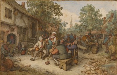 Selská slavnost na městské ulici od Adriaen van Ostade