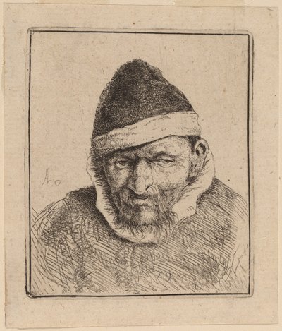 Rolník na sobě špičatou čepici od Adriaen van Ostade