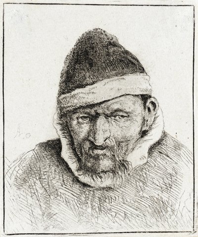 Rolník v špičaté kožešinové čepici od Adriaen van Ostade