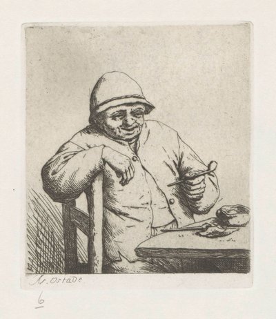 Kouření farmář s paží přes židli od Adriaen van Ostade