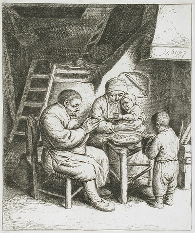 Modlitba před jídlem od Adriaen van Ostade